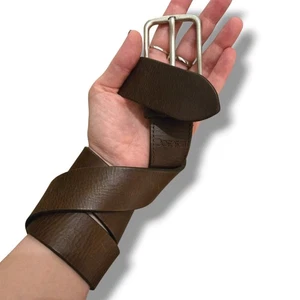 Vintage y2k Joes Jeans braun Leder Gürtel 34-38" Dirtbag Grunge matt Schnalle - Bild 1 von 9