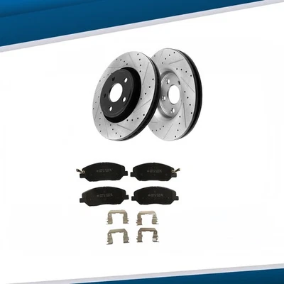 11.7in Front Drilled Brake Rotors Ceramic Pads for 2007 -2009 Hyundai Santa Fe Foto 1 de 4