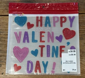 CREATOLOGY 29-pc Window GEL CLINGS “Happy Valentine’s Day” w/HEARTS NEW Sealed - Picture 1 of 5