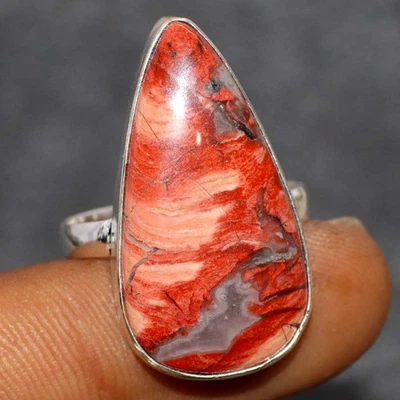 Anillo enchapado en plata 925 de jaspe rojo EE. UU. 9 elegante joyería GW Foto 1 de 3