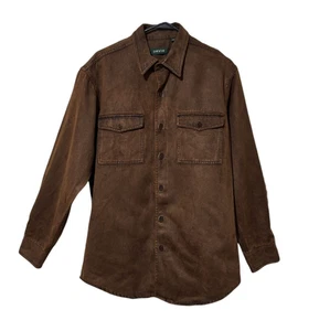 Orvis Mens Dark Brown Shirt Faux Suede Long Sleeve Sz M - Picture 1 of 3