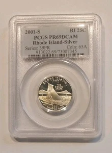 2001 S Silver RHODE ISLAND State Quarter PCGS PR69DCAM - Picture 1 of 2