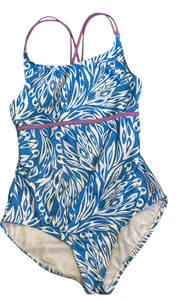 Spyder Swimsuit Girls XL 16 Blue One Piece Orchid Double X Straps Beach Pool Fun - Picture 1 of 7