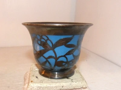 Vintage / Antik Friedrich Wilhelm Spahr Art Deco Silberüberfang Porzellan Schale - Bild 1 von 4