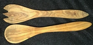 Wood Salad Tossing 12" Fork & Spoon - Picture 1 of 5