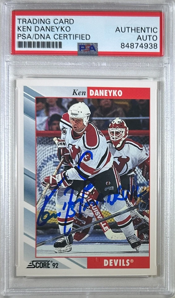 Ken Daneyko auto insc 1992 #53 Score card PSA Encapsulated New Jersey Devils - Image 1 of 3