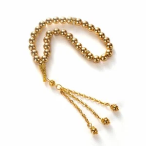 GOLD TONE STAINLESS STEEL 33 STONE PRAYER BEADS TESBIH TASBIH PRYRBEADSGLD - Picture 1 of 5