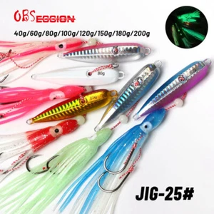  40g-200g Inchiku Squid Lure Metal Slow Jig Head BKK Skirts Hook Spinner Lure - Picture 1 of 15