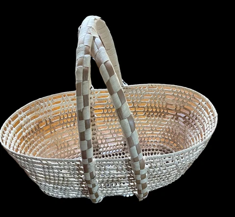 Vintage Thai Open-work Rattan And Bamboo Fisherman’s Basket Cover
