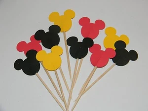 Mickey & Minnie Mouse Cup Cake Toppers & Food Picks Decorations Set of 30 New - Picture 1 of 1