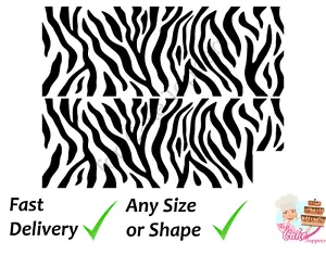 Zebra stampa animale fasce per torta marroni topper avvolgente glassa o wafer bianco e nero - Foto 1 di 2