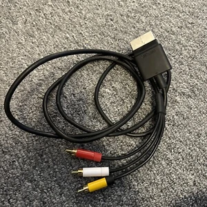 Genuine Official OEM Microsoft XBOX 360 S Slim Black Composite AV Cable TESTED - Picture 1 of 3