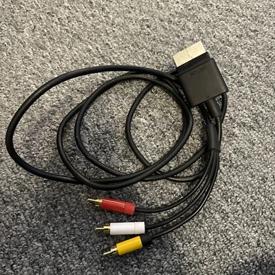 Genuine Official OEM Microsoft XBOX 360 S Slim Black Composite AV Cable TESTED - Image 1 of 3