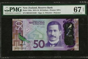 2015 -16 New Zealand 50 Dollars PMG67 EPQ SUPERB GEM UNC <P-194a> - Picture 1 of 2