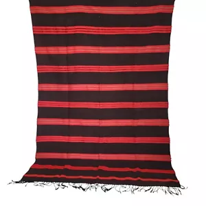 Vintage Handmade Moroccan Brown Rug Red Green Stripes Berber Tribal Wool Carpet - Picture 1 of 24