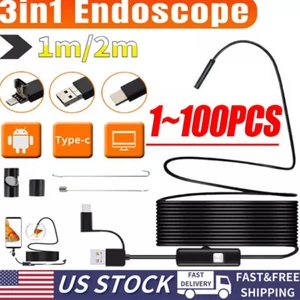 6LED USB Snake Endoscope Borescope HD Inspection Camera For Android Type C Lot - Picture 1 of 16