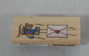 Bear Express (757C)wood block rubber hand stamp by Rubber Stampede bear airplane - Picture 1 of 8