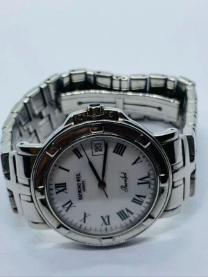 Мужские часы Raymond Weil Parsifal 9551 нержавеющая сталь белый циферблат 6,75 дюйма - Изображение 1 из 4