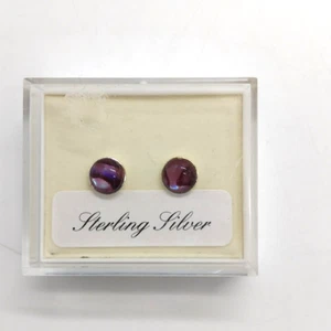 Sterling Silber Paar Ohrstecker rote Abalone Fassungen 6 mm Durchmesser verpackt - Bild 1 von 12
