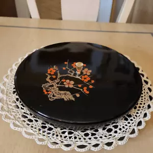 Vintage Japanese lacquerware floral server tray with lid - Picture 1 of 3