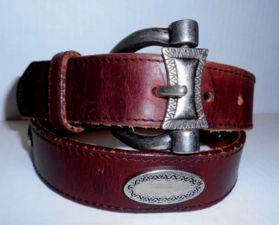 Cinturón Medallones Cuero Marrón Suroeste Vaquero Conchos Talla S Hebilla Estribo Foto 1 de 4