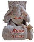 Baby Kinder Set 3teilig Babydecke mit Namen bestickt Teddy Halstuch Taufe Geburt