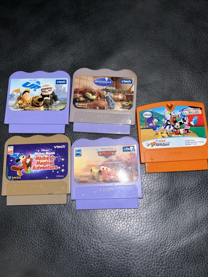 Vtech V-SmileV-motion Disney Game Cartridges Lot Pixar Cars Up Mickey Clubhouse+ - Image 1 of 1