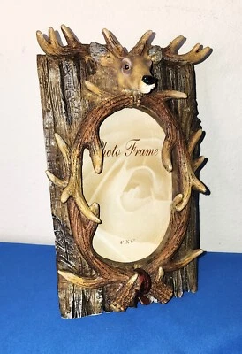 Marco de fotos y astas con cabeza de ciervo 3D, foto de 4"x6", marco de 9", cazador Foto 1 de 3