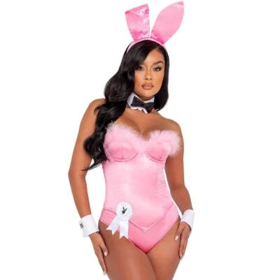 Playboy Bunny Costume Set Bustier Rabbit Ears Tail Cuff Links Bow Tie PB130P - Image 1 of 4