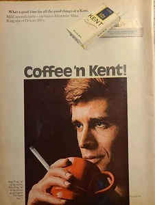 Coffee 'n Kent 1972! Pubblicità Stampa Filtro Micronite Kent Sigarette Deluxe anni 100 - Foto 1 di 5