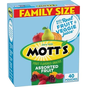 Mott's Fruit Flavored Snacks Assorted Fruit Gluten Free Snack Family Pack 40 Ct - Picture 1 of 10