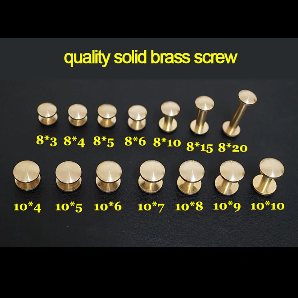 20pcs Leather Craft Wallet bag Solid Brass Belt ARC Screw Luggage Nail  Rivet - Image 1 of 4