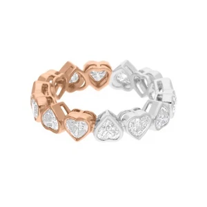 3.39 Ct Lab Grown CVD Heart Diamond Eternity Ring Love Gift 14k White/Rose Gold - Picture 1 of 9