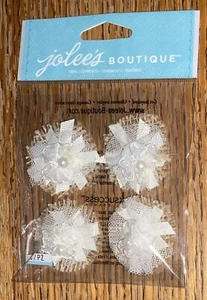 Very RARE Jolees Layered LACE FLOWERS Ribbons Burlap VINTAGE 3D Wedding Stickers - Picture 1 of 8