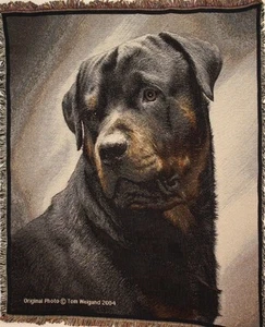 Brand New `ROTTWEILER Coverlet-Tom Weigand` DOG WOVEN Tapestry Throw Blanket - Picture 1 of 4