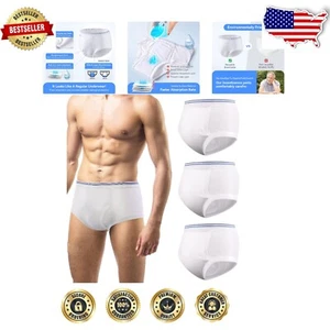 3-Pack Men's Washable Incontinence Underwear with Leakproof Cotton Pad - X-Large - Picture 1 of 9