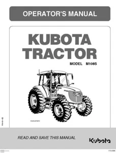 M108S Farm TRACTOR OPERATORS MAINTENANCE MANUAL KUBOTA - Picture 1 of 4