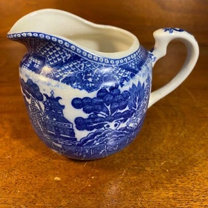 Vintage blau & weiß Keramik Milchkännchen mit blauem Weidenmuster Made in Japan - Bild 1 von 8