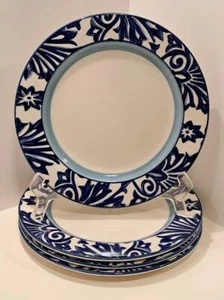 Studio Nova SEVILLA Blue & White Set of 4 Stoneware Salad Bread Plates 8.25" - Picture 1 of 6
