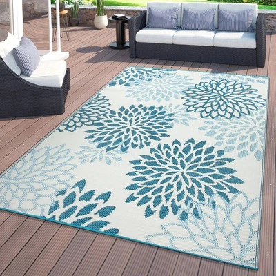 Alfombra de exterior Rugshop moderna floral Aloha reversible plástico reciclado alfombras de exterior Foto 1 de 2