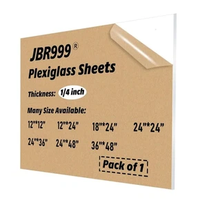24x24 Clear Plexiglass Sheet, 1/4 Thick, 6mm Cast Acrylic for DIY Crafts, LED - Picture 1 of 6