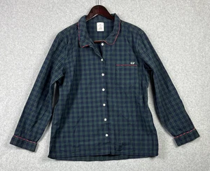 Vineyard Vines Damen Pyjama Oberteil groß grün schwarz kariert mit rotem Rand - Bild 1 von 8