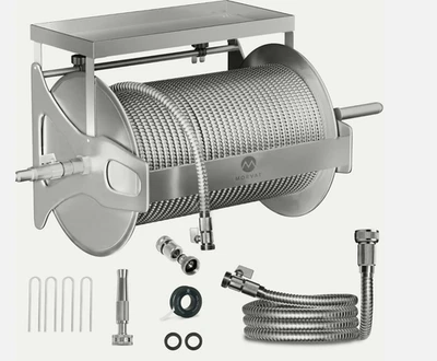 Morvat 150FT Stainless Steel Garden Hose Reel with Accessories & 100FT Hose - Image 1 of 4