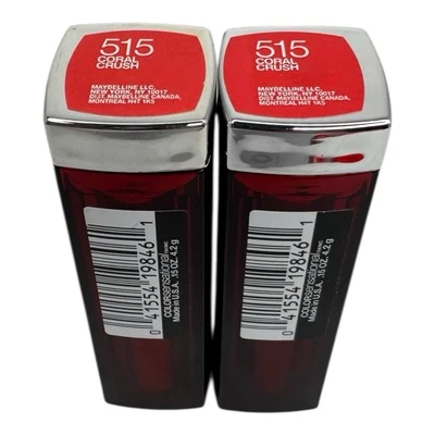 (2) Maybelline 515 CORAL CRUSH New York Sensational Lipstick New - Image 1 of 2