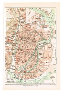 Danzig 1910 GDANSK DANZIG und Gebiet Original Karte Stadtplan POLEN - Bild 1 von 8