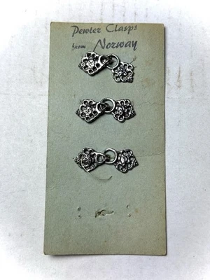 Vintage Pewter Cloak Clasp from Norway French filigree pattern Brand New - Image 1 of 4