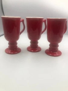 Hall China Coffee Mugs in Chinese Red set of 3 - Picture 1 of 7
