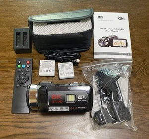 8K Ultra HD 64MP Vlogging Camera WiFi Touchscreen Mic HDMI IR Night Vision - Picture 1 of 12