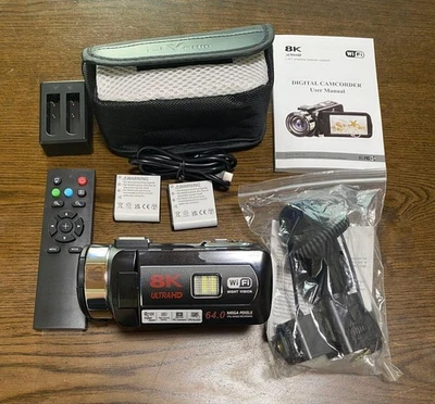 8K Ultra HD 64MP Vlogging Camera WiFi Touchscreen Mic HDMI IR Night Vision - Image 1 of 4