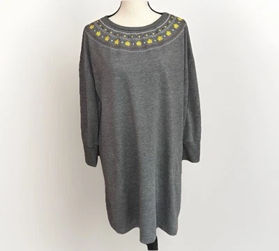 Matilda Jane Dress Women's Size XL Gray Floral Embroidered Knit Just Imagine - Image 1 of 4